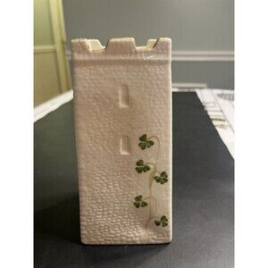 Donegal Parian China Shamrock Castle Vase Ireland 6 1/2” Tall Square Bottom
